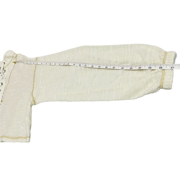 Urban Outfitters Women’s Textured Linen Blend cream gold crop Sweater Size SMALL - Picture 8 of 12